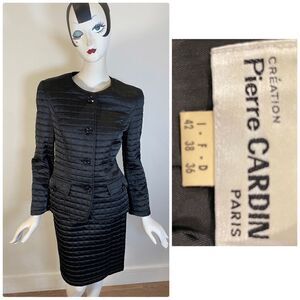 RARE Vintage Pierre Cardin Paris 1980s Quilted Skirt Suit